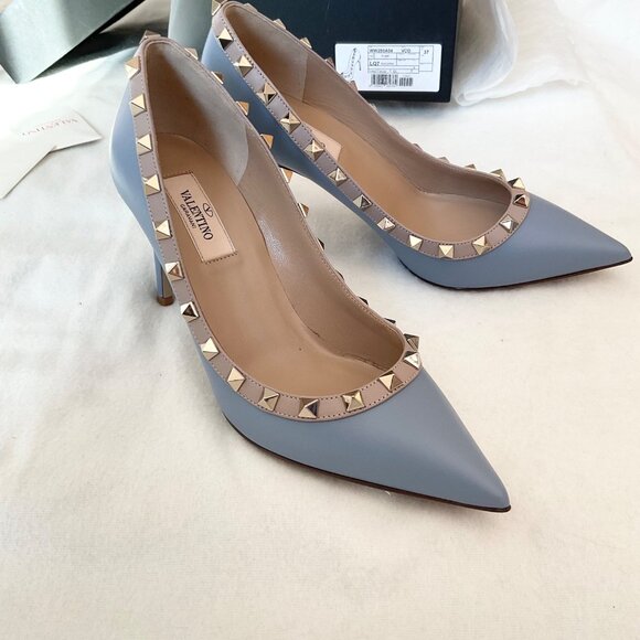 NWT Valentino Garavani Blue Niagara high heels pumps rockstud EU37 US6.5 - Picture 4 of 12